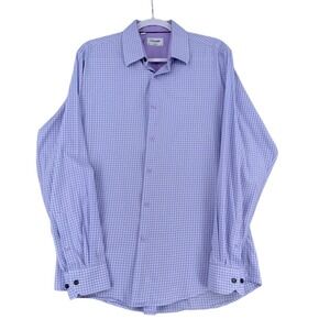 DUCHAMP London Men's‎ Tailored Fit Dress Shirt Purple Gingham Size 16.5